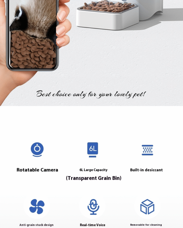 eb633235-b35e-4c50-ba87-01b84f6c4357 Smart Automatic Pet Feeder for Cats & Dogs - Timed & Quantitative Feeding Machine with 1080P HD Camera & WiFi Remote Control