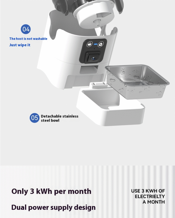 f76eb6c9-f4e2-495e-a254-55ecebc5eece Smart Automatic Pet Feeder for Cats & Dogs - Timed & Quantitative Feeding Machine with 1080P HD Camera & WiFi Remote Control
